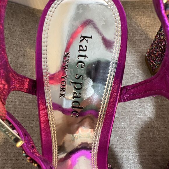 Kate Spade Rainbow Glitter Bow Miya Platform Open Toe Heels Size 9B NWOT - Picture 8 of 10